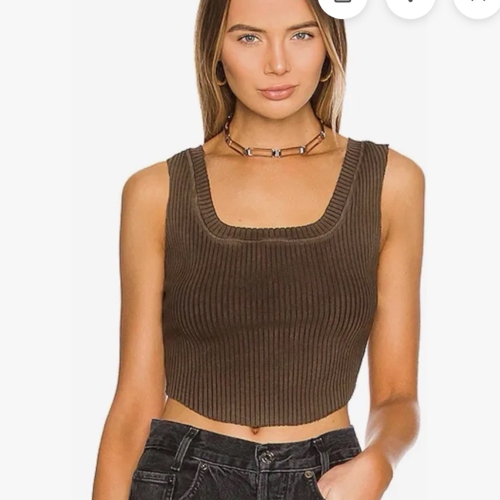 COTTON CITIZEN REVOLVE Ibiza dark brown ribbed cropped tank top